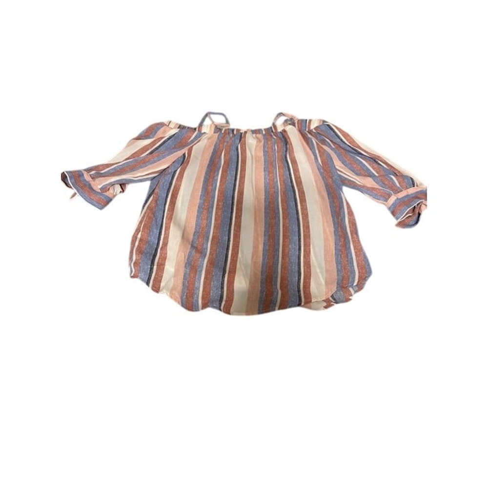 IZ Byer‎ Striped Off Shoulder Button Up Blouse Top Size M